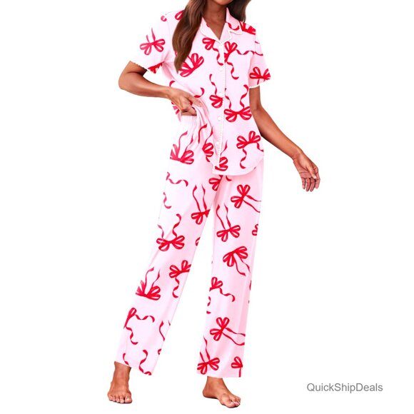 Other - Women's Button Down Pajama Set with Pockets, Short Sleeve 2-Piece Loungewear